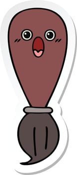 sticker of a cute cartoon paint brush vector