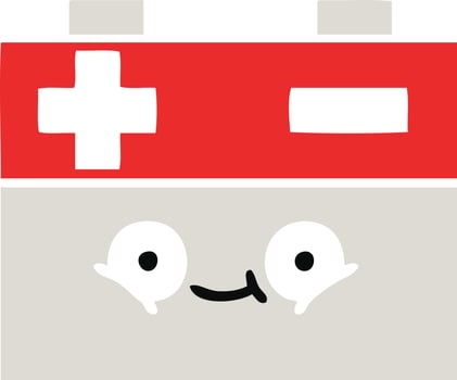 flat color retro cartoon car battery vector