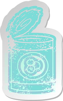 distressed old sticker of a can of peaches vector