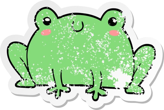 distressed sticker of a cartoon frog vector