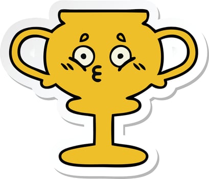 sticker of a cute cartoon trophy vector