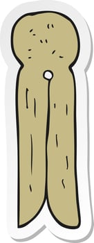 sticker of a cartoon old style wooden peg vector