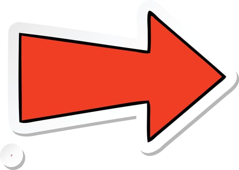 sticker of a quirky hand drawn cartoon arrow vector