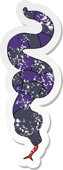 distressed sticker of a quirky hand drawn cartoon snake vector