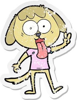 distressed sticker of a cute cartoon dog vector