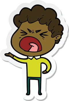 sticker of a cartoon furious man vector