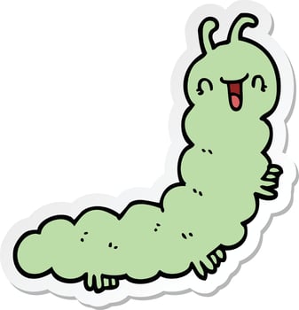 sticker of a cartoon caterpillar vector