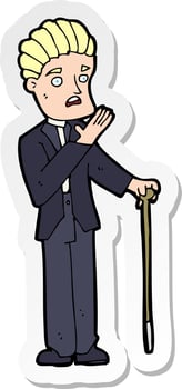 sticker of a cartoon shocked gentleman vector