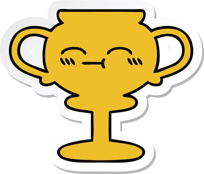 sticker of a cute cartoon trophy vector