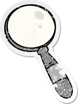 distressed sticker cartoon doodle of a magnifying glass vector