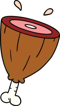 cartoon doodle of a joint of ham vector