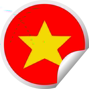 circular peeling sticker cartoon gold star vector