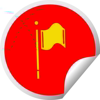 circular peeling sticker cartoon red flag vector