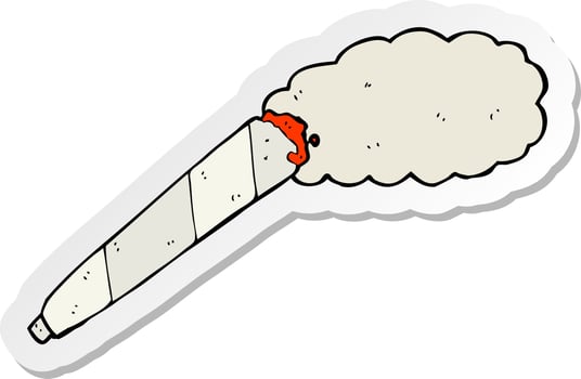 sticker of a cartoon marijuana cigarette vector