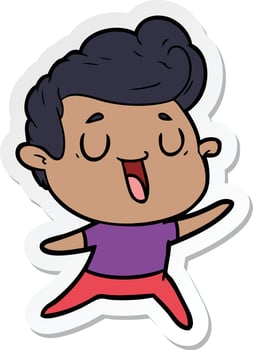 sticker of a happy cartoon man vector