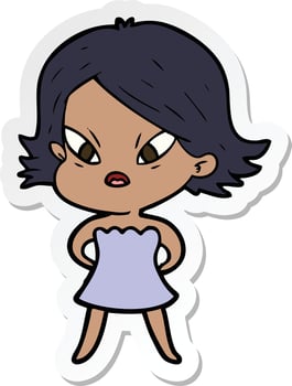 sticker of a cartoon stressed woman vector