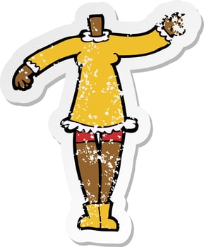 retro distressed sticker of a cartoon female body vector