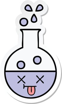 sticker of a cute cartoon test tube vector