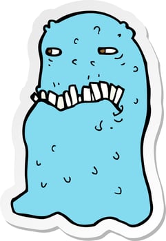 sticker of a cartoon gross ghost vector