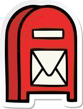 sticker of a cute cartoon mail box vector