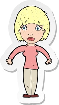 sticker of a cartoon surprised woman vector