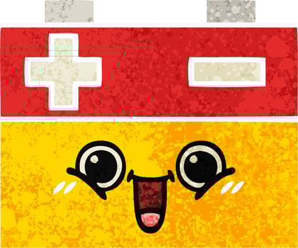 retro illustration style cartoon car battery vector
