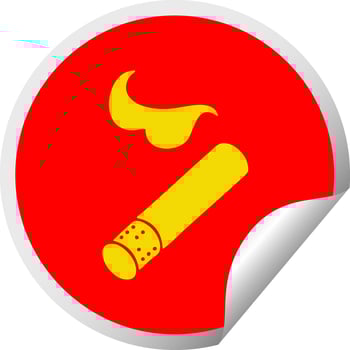 circular peeling sticker cartoon smoking cigarette vector