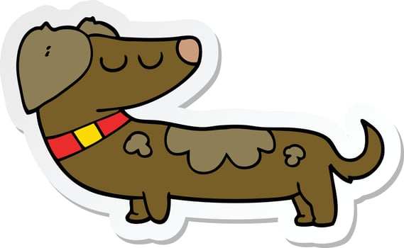 sticker of a cartoon dog vector