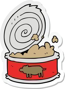sticker of a cartoon canned food vector