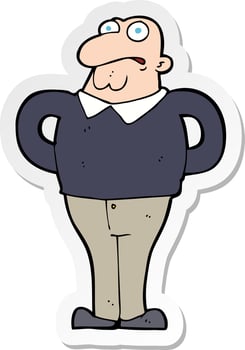 sticker of a cartoon worried man vector