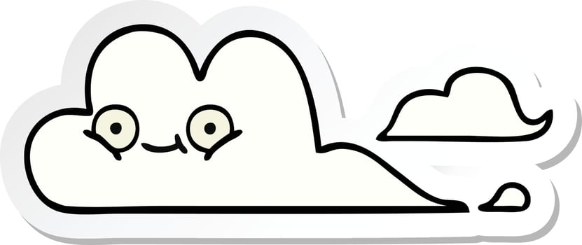 sticker of a cute cartoon white cloud vector