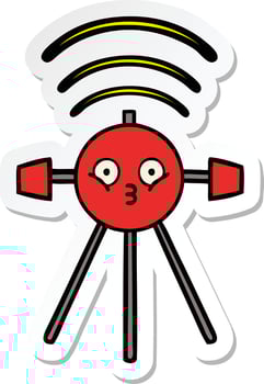 sticker of a cute cartoon satellite vector