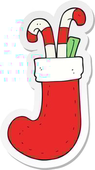 sticker of a cartoon christmas stocking vector