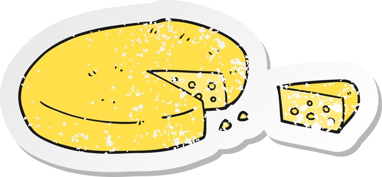 retro distressed sticker of a cartoon cheese vector