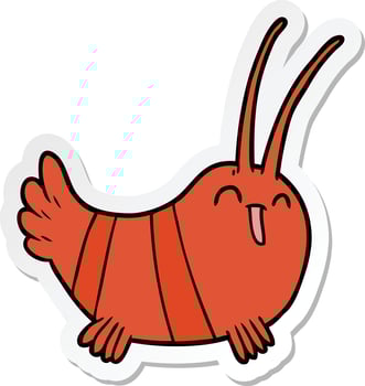 sticker of a cartoon crayfish vector