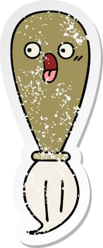 distressed sticker of a cute cartoon paint brush vector