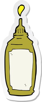 sticker of a cartoon mustard bottle vector