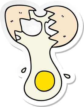 sticker of a quirky hand drawn cartoon cracked egg vector