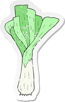retro distressed sticker of a cartoon leek vector