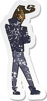 retro distressed sticker of a cartoon cool guy vector