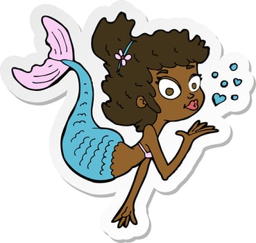 sticker of a cartoon pretty mermaid vector