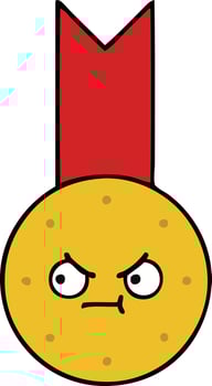 cute cartoon gold medal vector