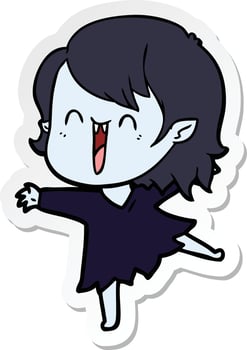 sticker of a cute cartoon happy vampire girl vector