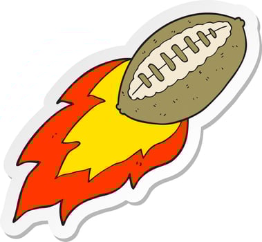 sticker of a cartoon flying football vector