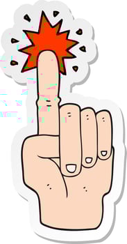 sticker of a cartoon pointing hand vector