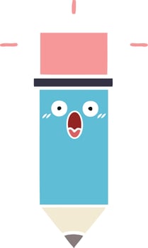 flat color retro cartoon pencil vector