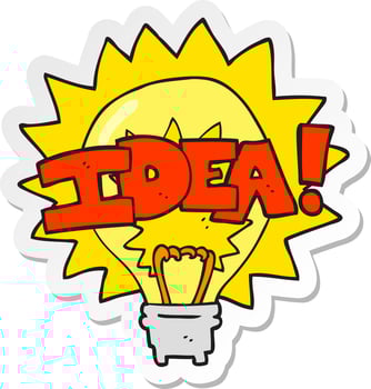 sticker of a cartoon idea light bulb symbol vector