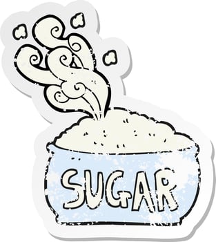 retro distressed sticker of a cartoon sugar bowl vector