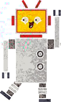 retro illustration style cartoon robot vector