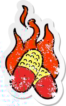 retro distressed sticker of a fire symbol vector